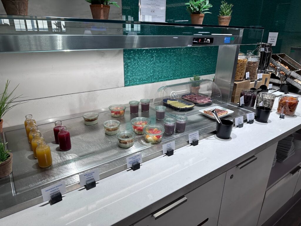 Fruit juices and smoothies in the American Airlines Lounge
