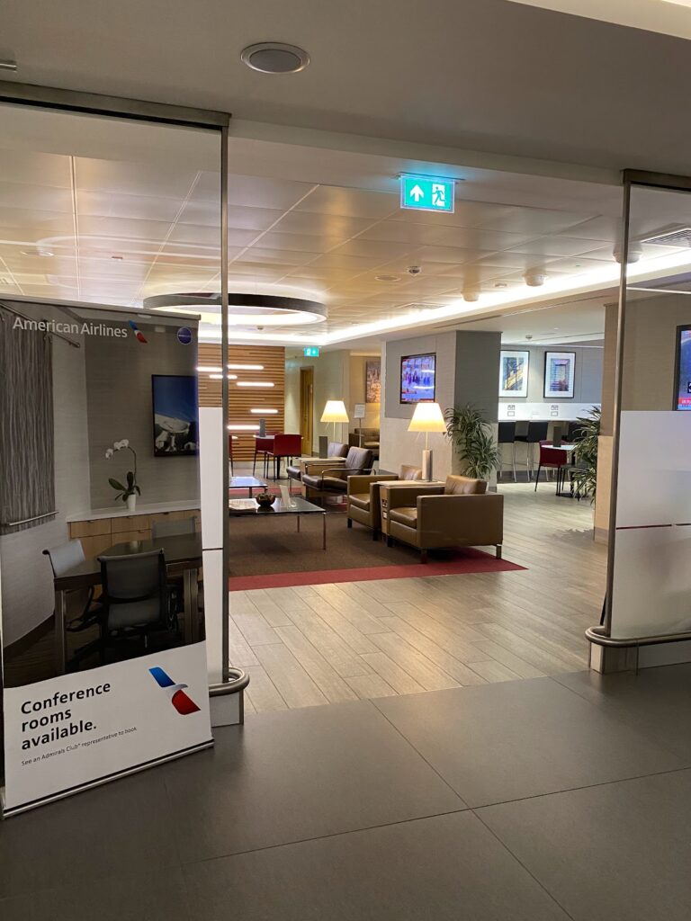 Entering the American Airlines Arrivals Lounge Heathrow
