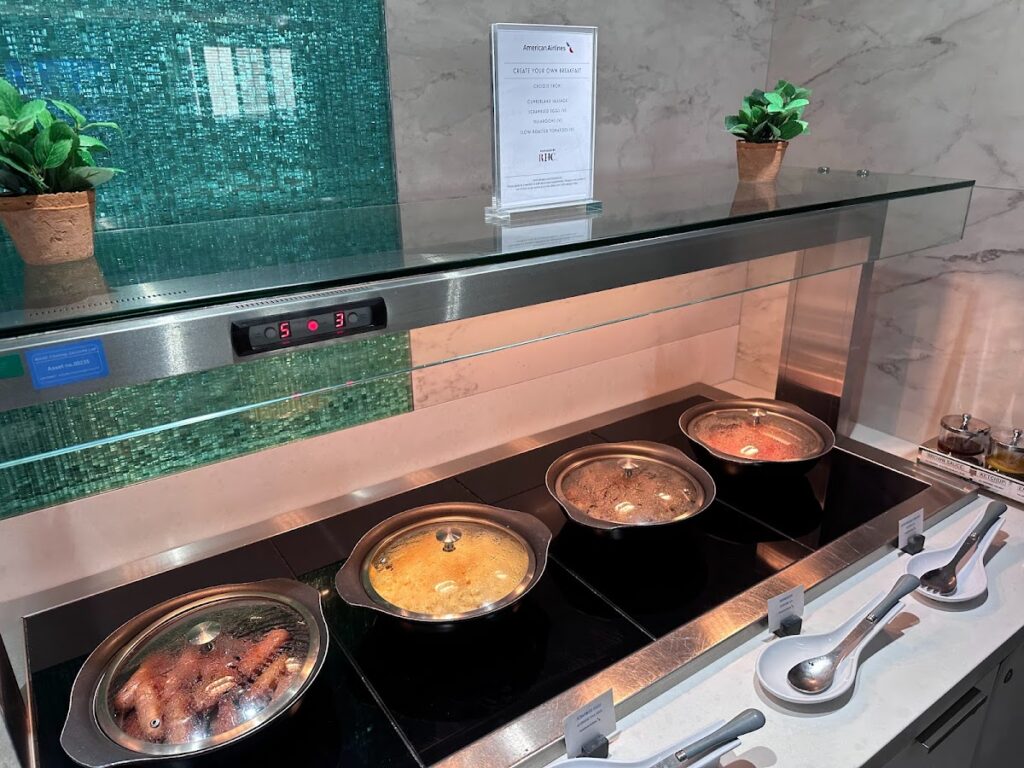 Buffet in the American Airlines Arrivals Lounge Heathrow