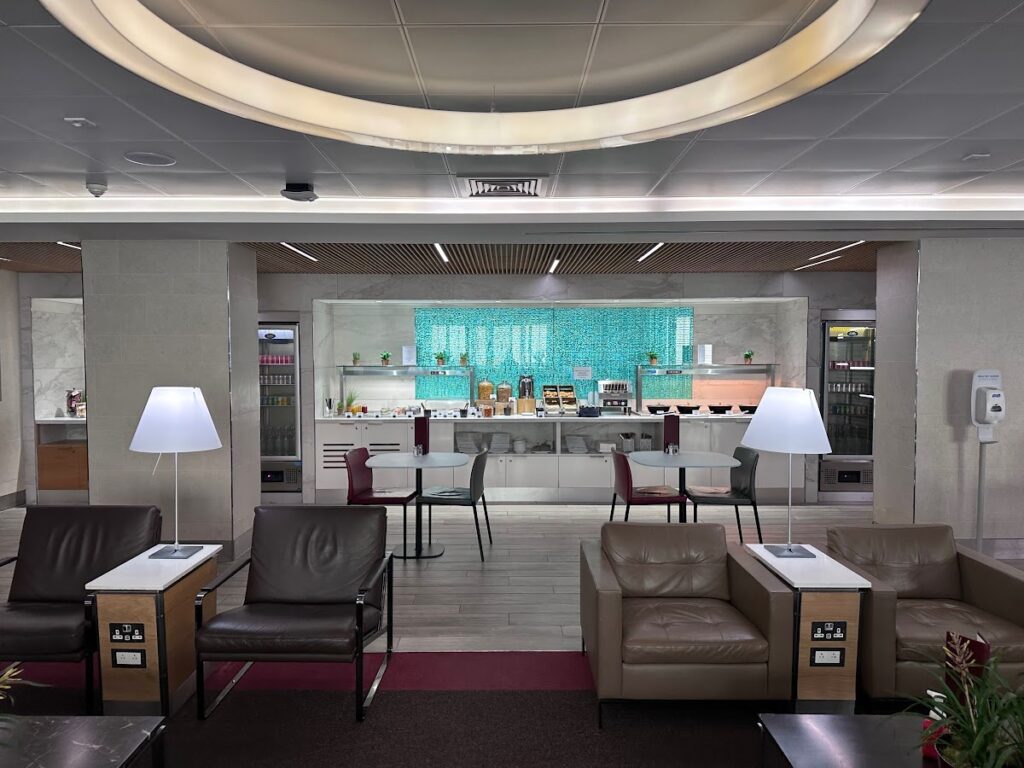 Seating in the American Airlines Arrivals Lounge Heathrow