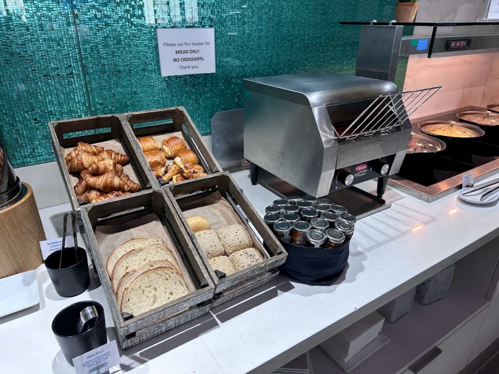 Buffet in the American Airlines Arrivals Lounge Heathrow