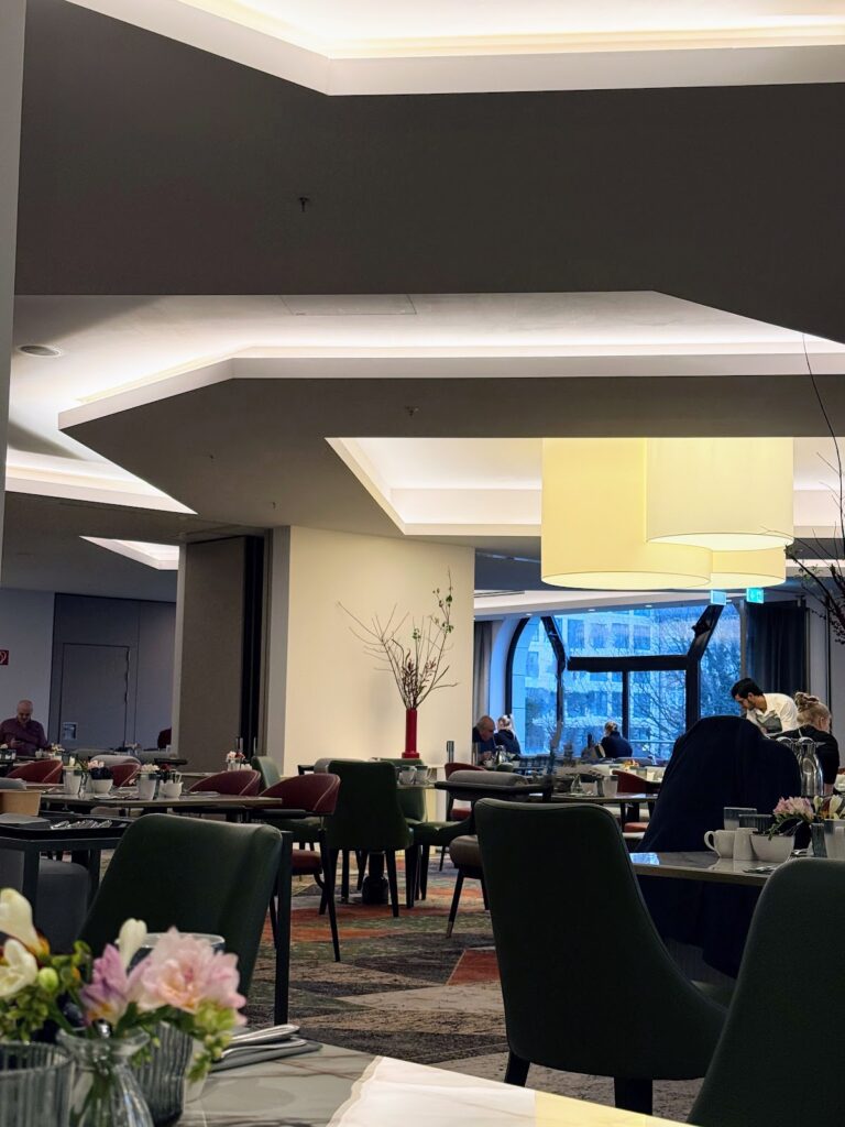 Breakfast room at Hilton Berlin
