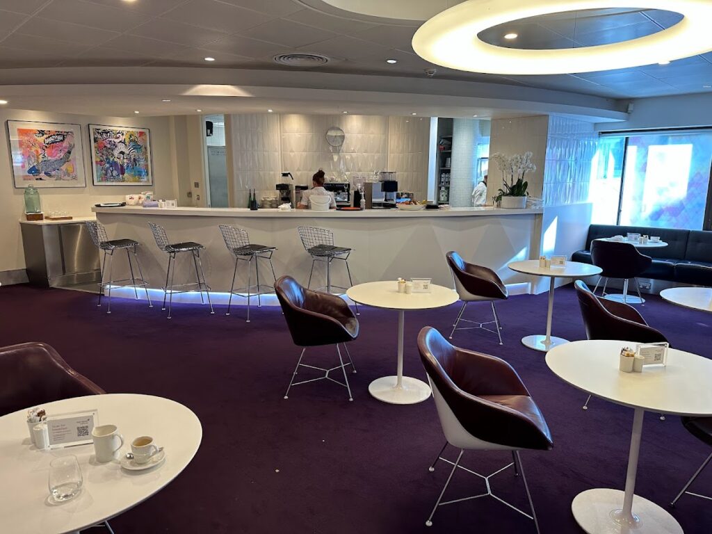 Cafe dining in the Virgin Atlantic Revivals Lounge Heathrow
