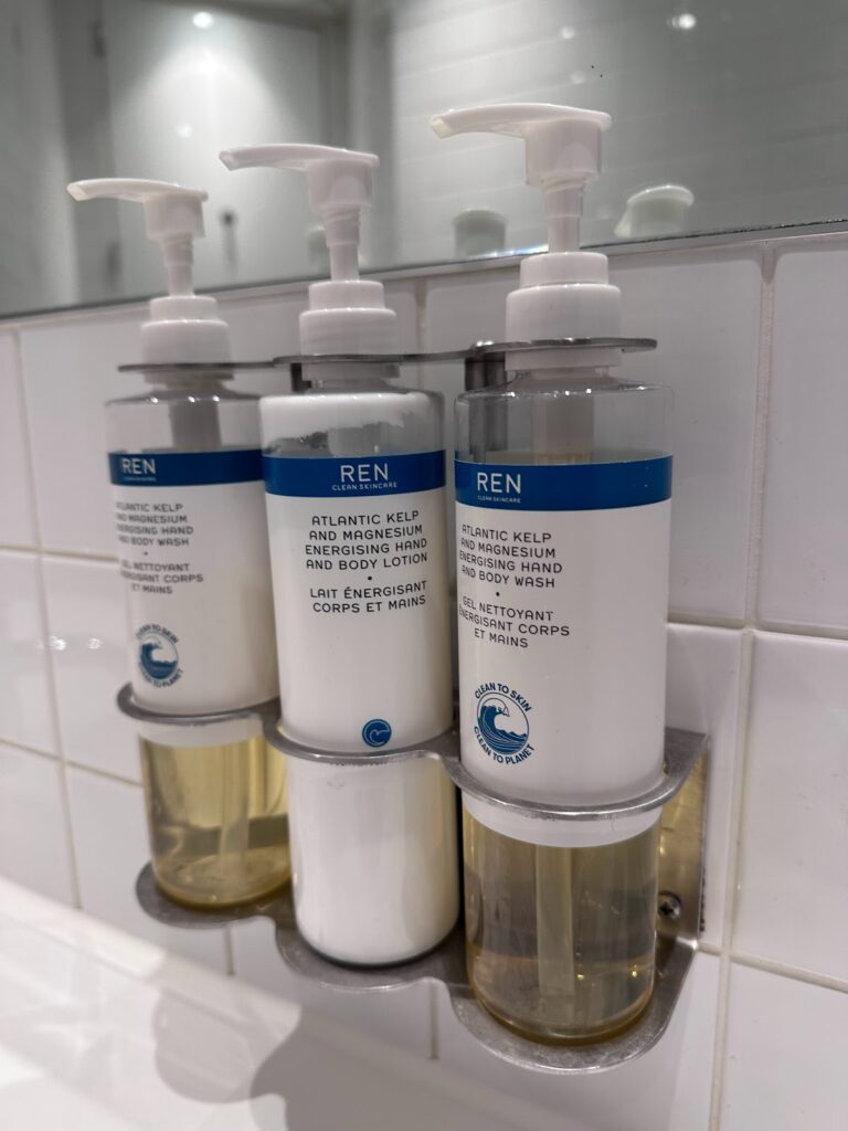 Ren toiletries in the Virgin Atlantic Revivals Lounge