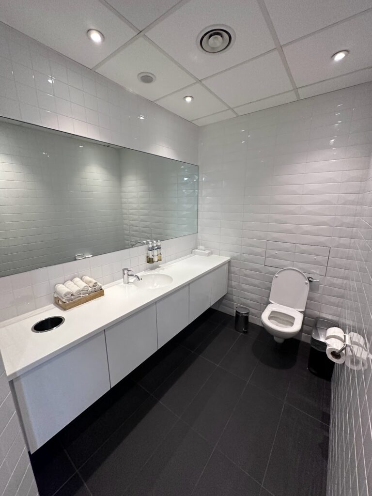 Washroom/shower in the Virgin Atlantic Revivals Lounge Heathrow