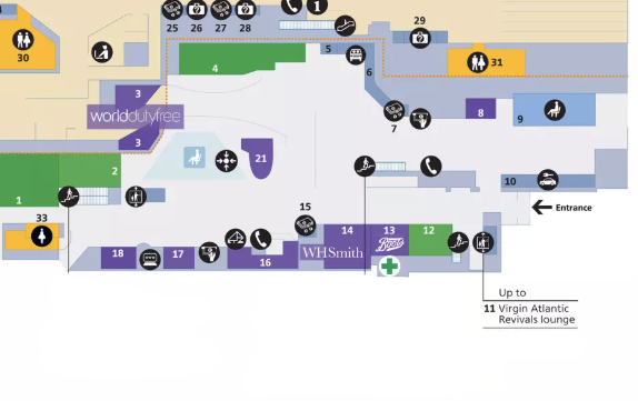 T3 arrivals area map