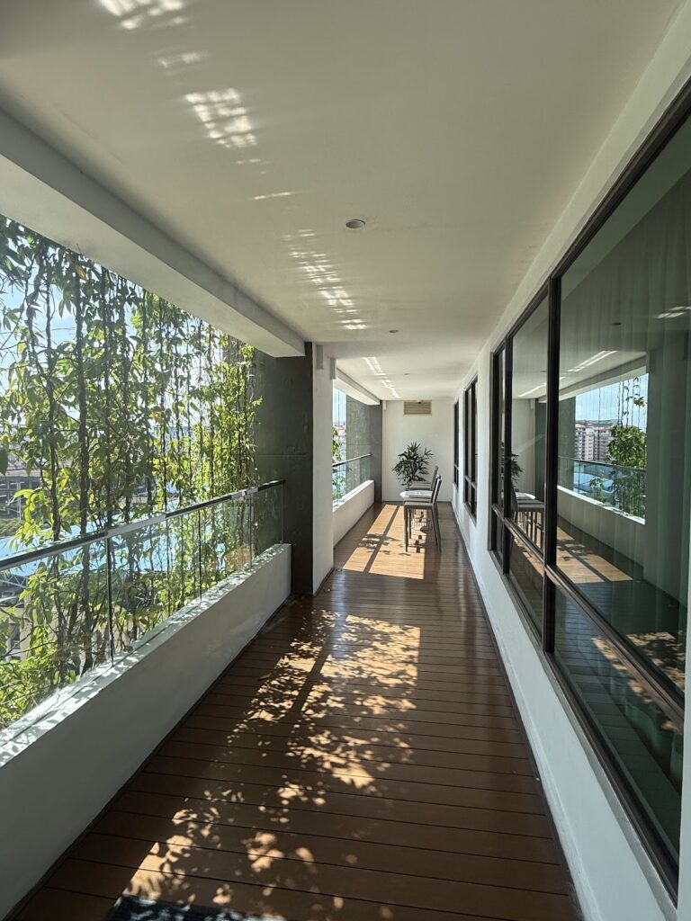 Outside balcony in the executive lounge at Hilton KK