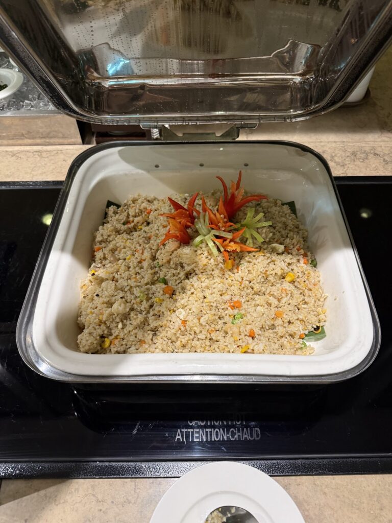 Hot food in the exec lounge Hilton Kota Kinabalu