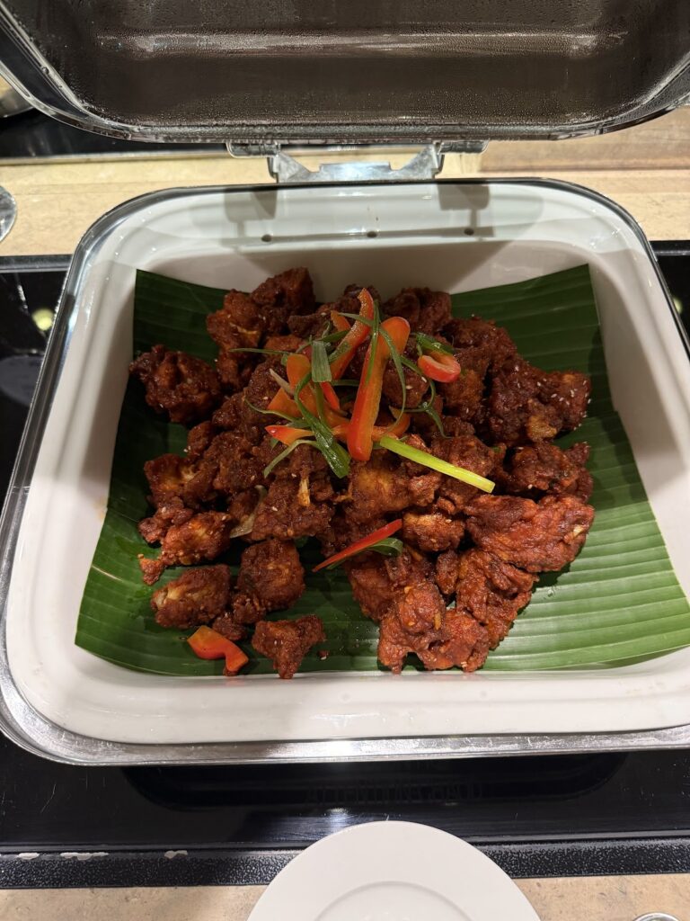 Hot food in the exec lounge Hilton Kota Kinabalu