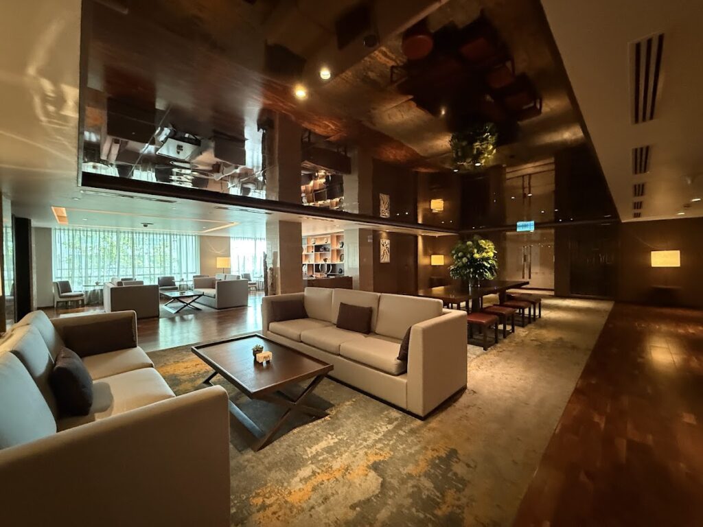 Seating in the executive lounge at Hilton Kota Kinabalu