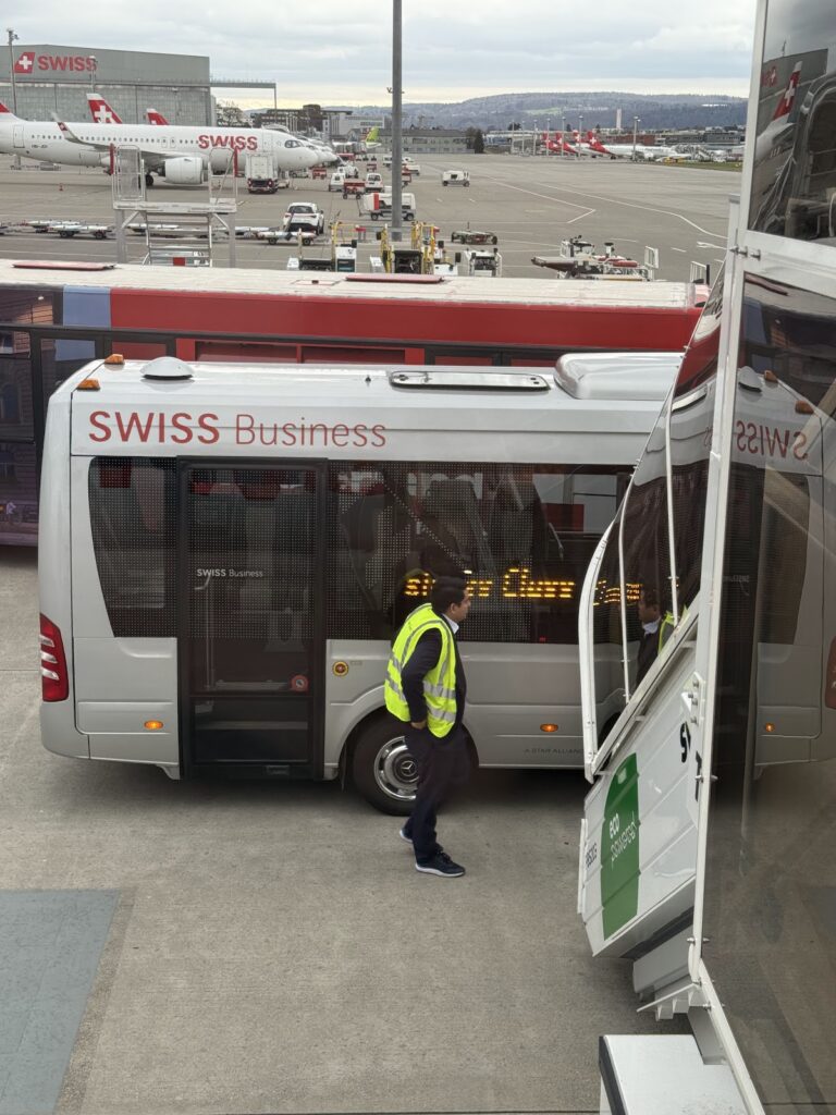SWISS business bus transfer at Zurich Airport