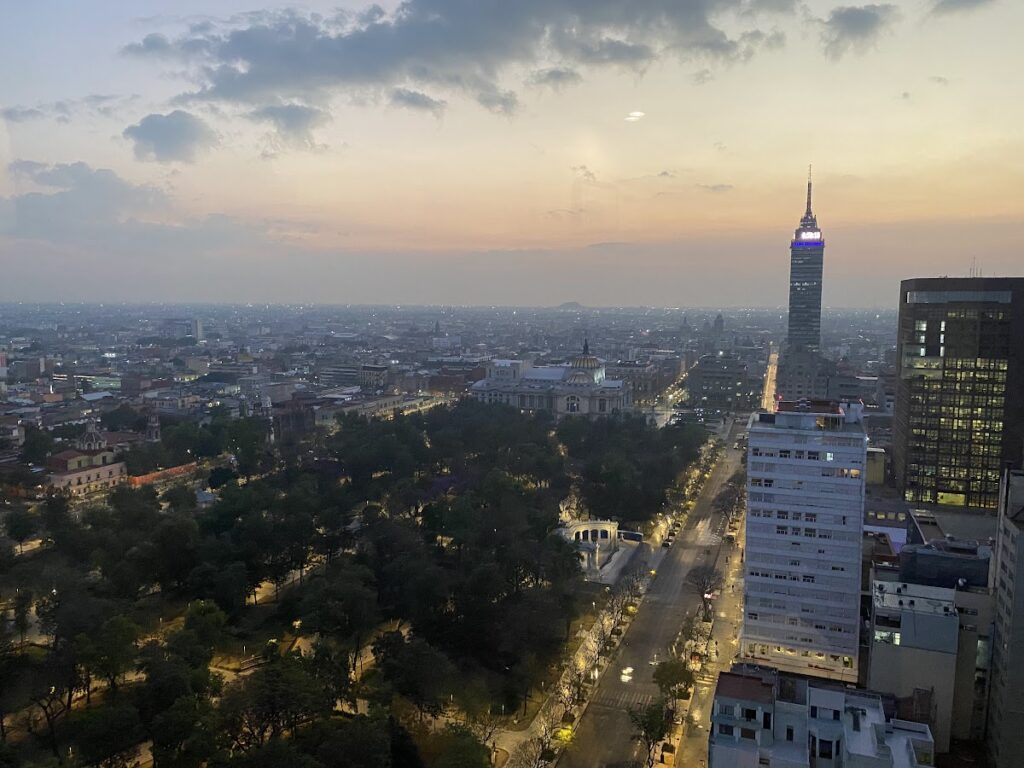 Sunset view over Alameda Central from Hilton Mexico City Reforma