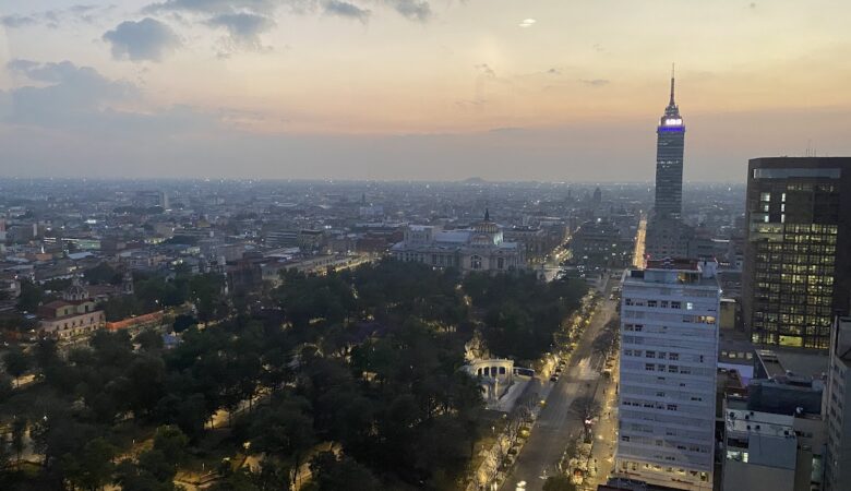 Sunset view over Alameda Central from Hilton Mexico City Reforma