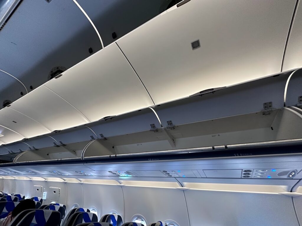 Aegean A321neo overhead bins and cabin ceiling lighting