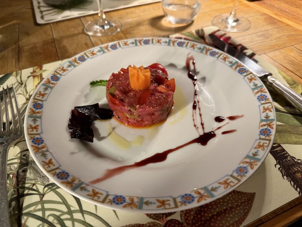 Tuna tartare dish at Parco dei Principi Hotel Rome restaurant