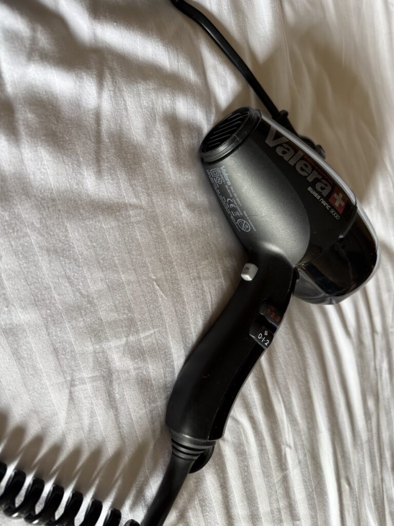 Valera hairdryer provided in the hotel bathroom