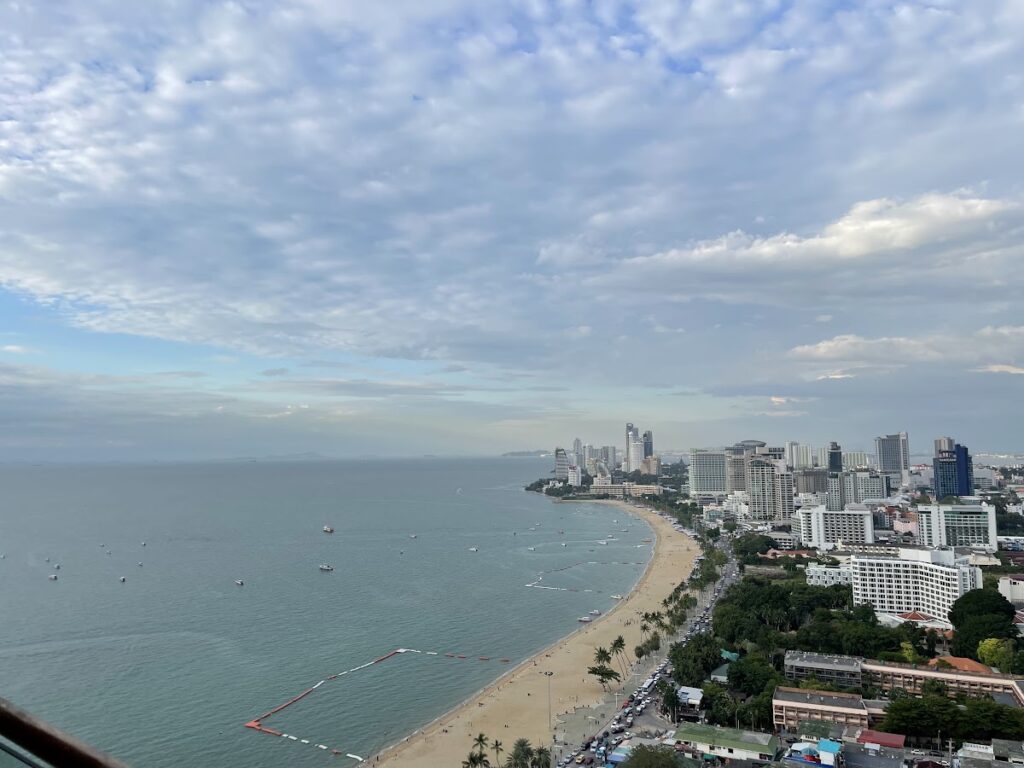 Pattaya beach and coastline viewed from Hilton Pattaya Thailand