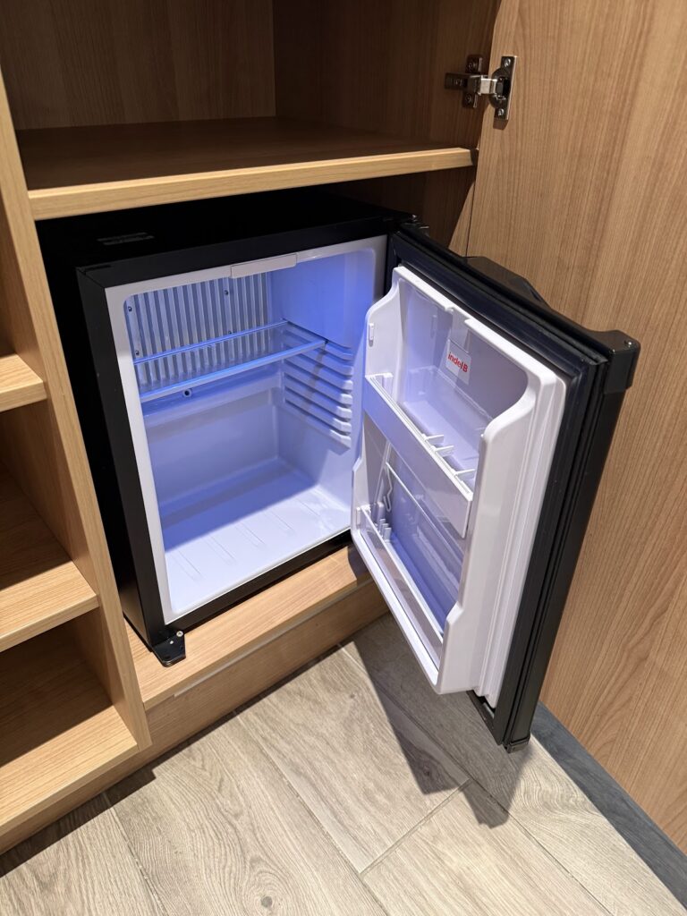 Empty mini fridge in Hilton Garden Inn Abingdon room