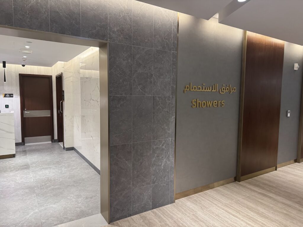 Shower facilities inside Etihad First Class Lounge Abu Dhabi