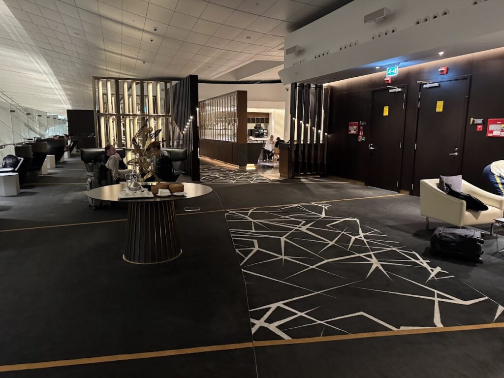 Spacious main seating area in Etihad First Class Lounge