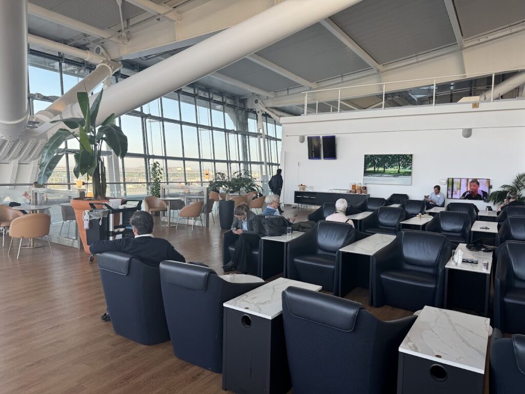 Leather armchairs in British Airways Galleries North Lounge Heathrow