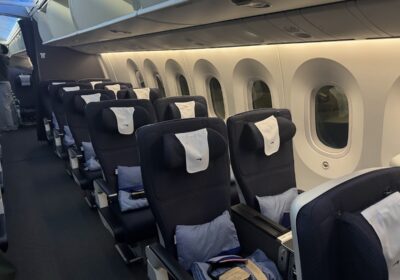 BA premium economy cabin rows on Boeing 787-9