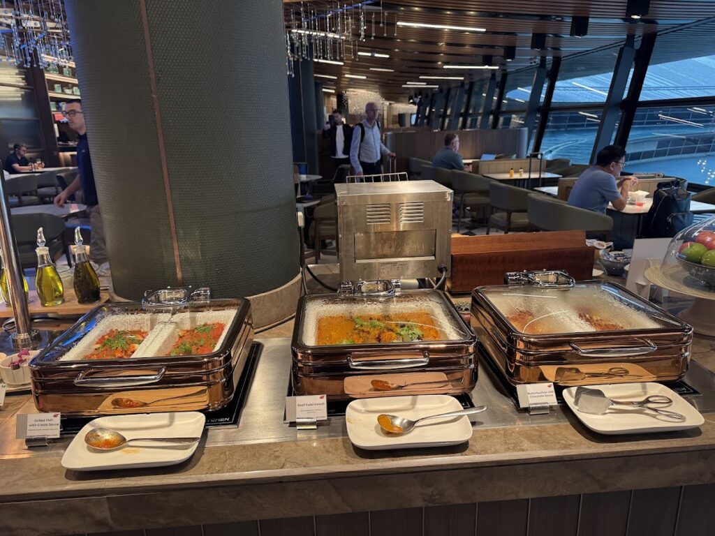 Hot buffet chafing dishes at Global Lounge KLIA