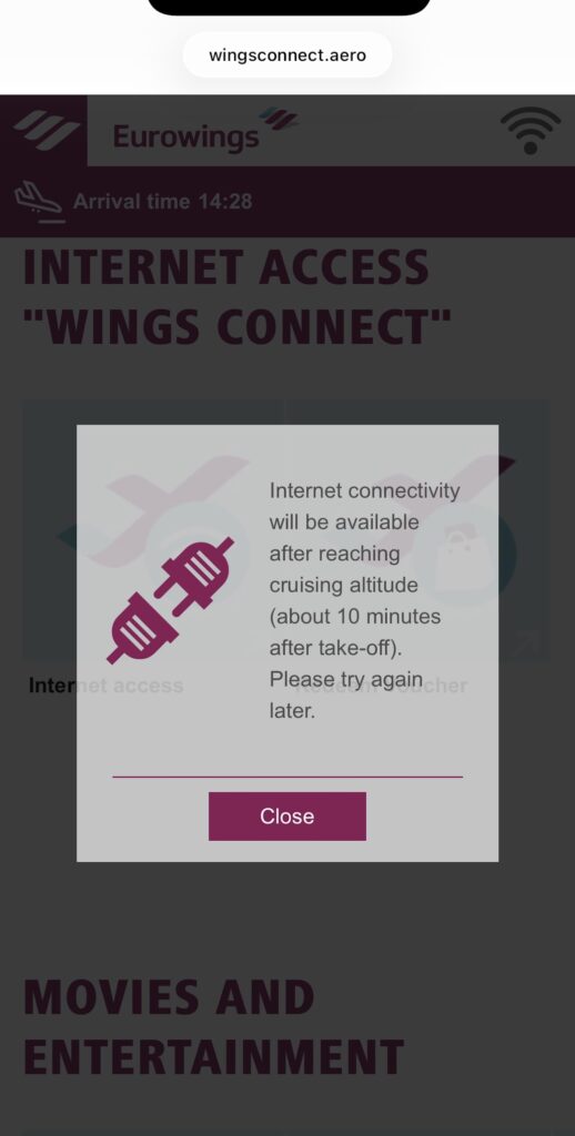Eurowings Wings Connect Wi-Fi portal loading screen