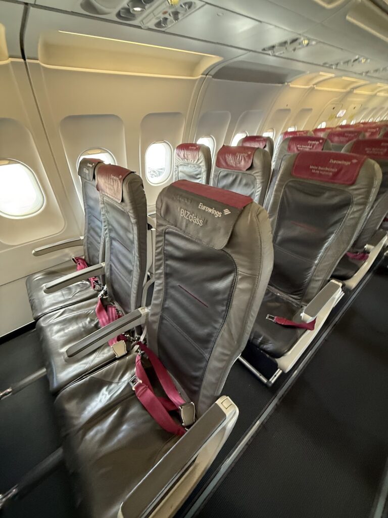 Eurowings A319 BIZclass branded leather seats in cabin