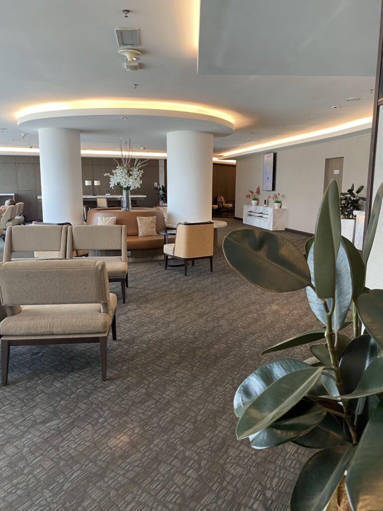 Spacious seating area inside Malaysia Airlines Golden Lounge Domestic