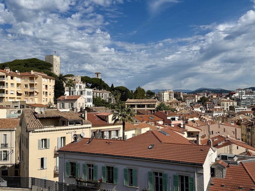 Cannes rooftops and hills viewed from the hotel