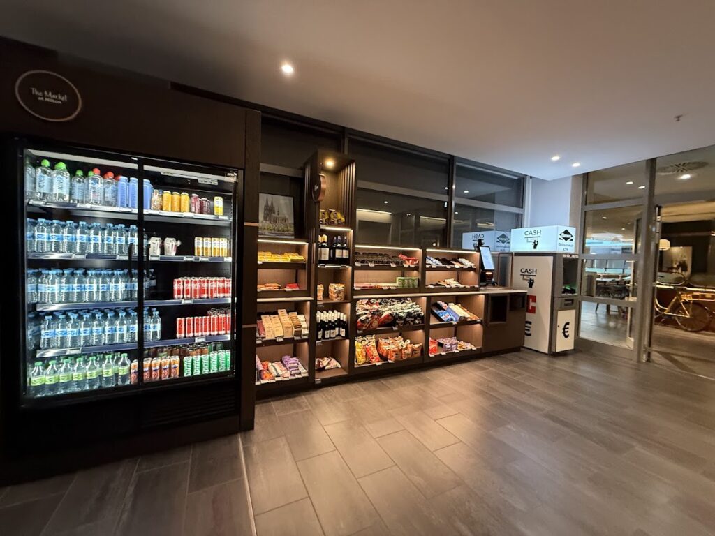 Hilton Cologne lobby shop with drinks and snacks