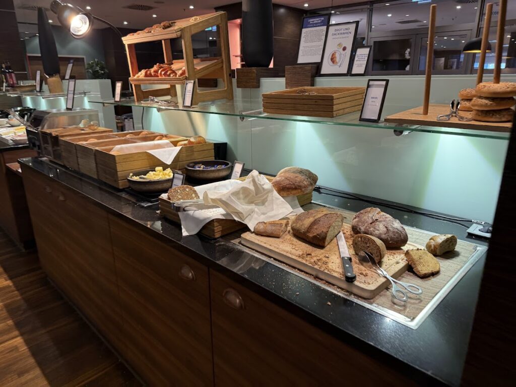 Bread selection at Hilton Cologne breakfast buffet