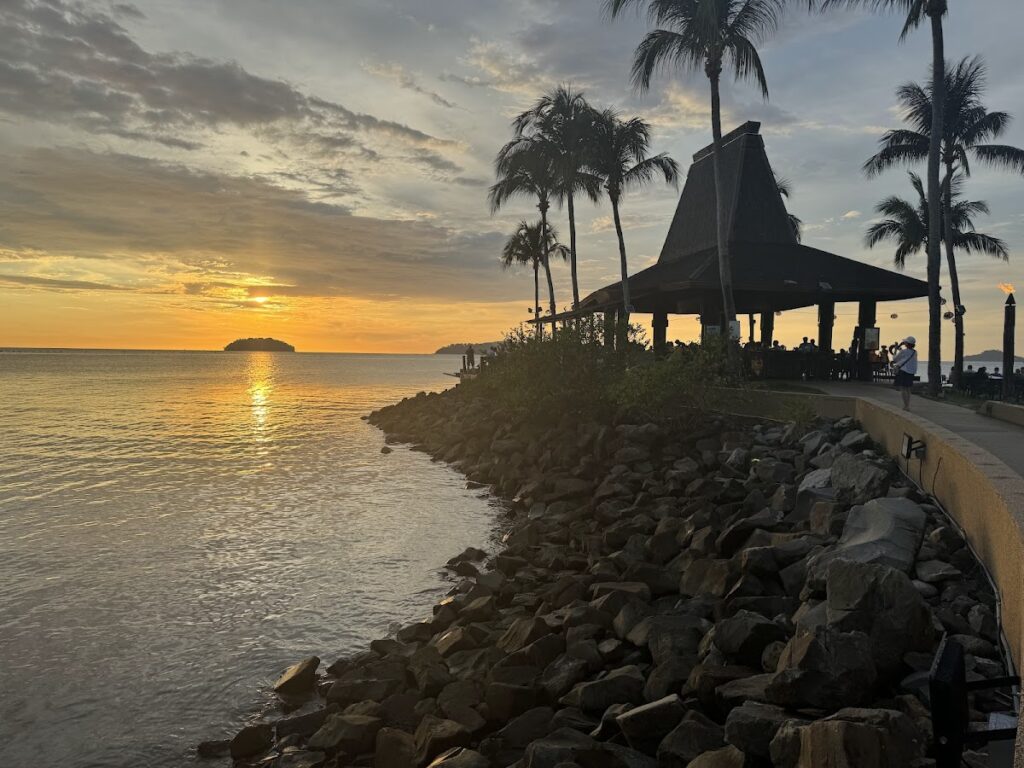 Sunset over the waterfront at Shangri-La Tanjung Aru