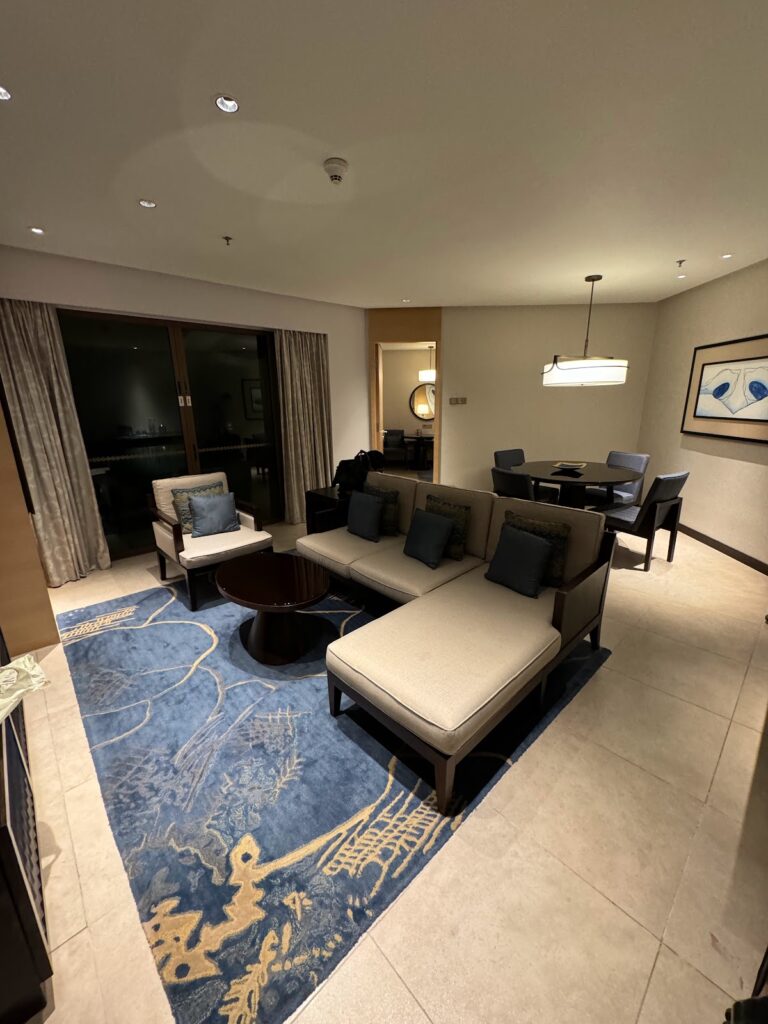 Spacious suite living room with dining area