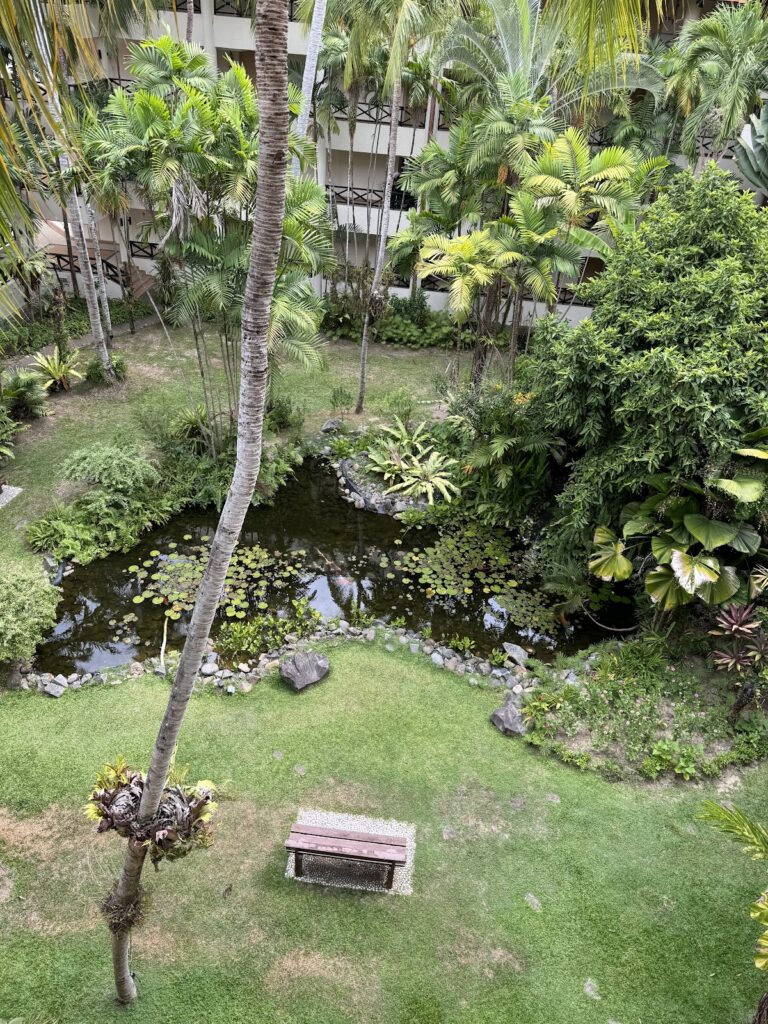 Tropical garden pond at Shangri-La Tanjung Aru