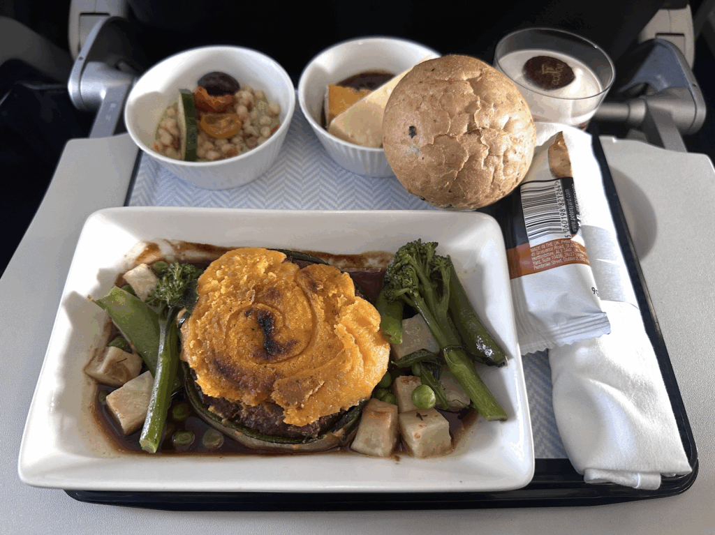 Lamb main course on BA Club Europe