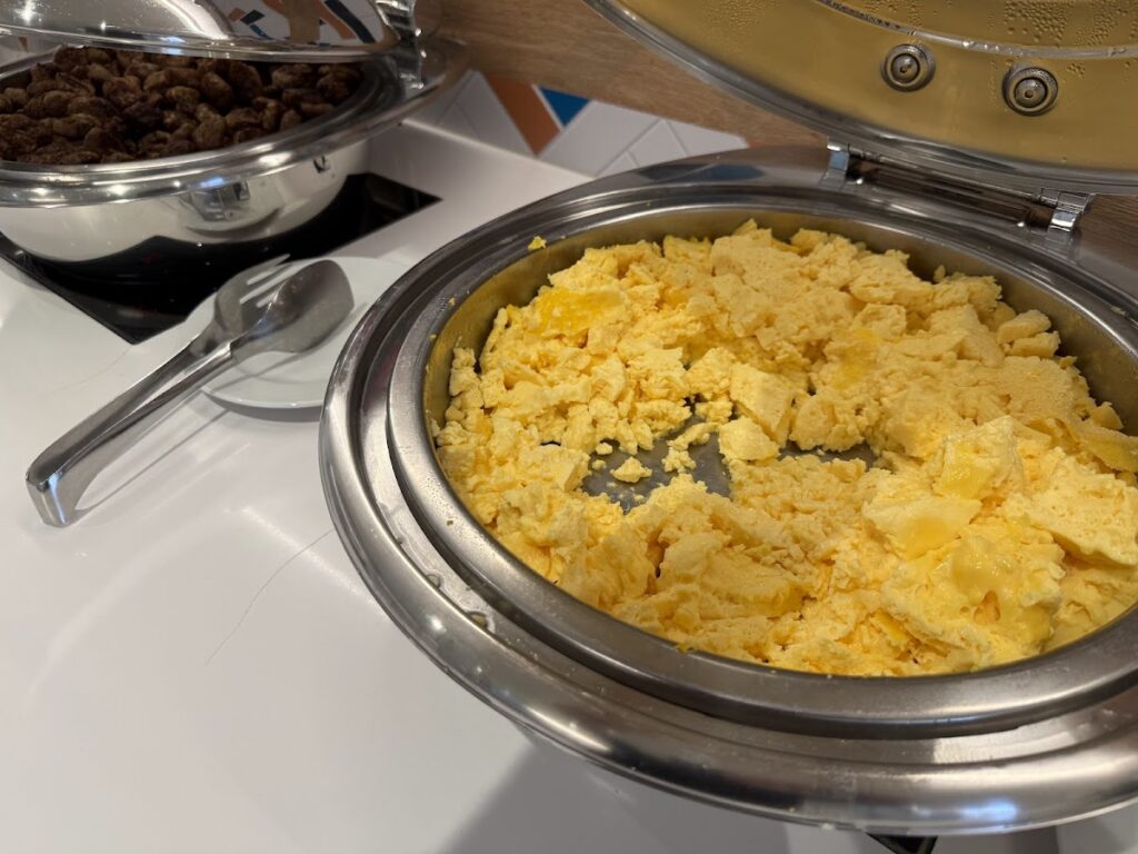 Breakfast buffet scrambled eggs at Hampton Berlin Alexanderplatz