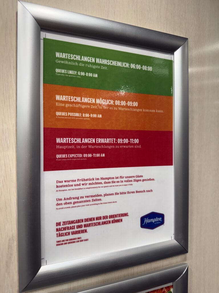 Hampton Berlin Alexanderplatz breakfast queue times sign