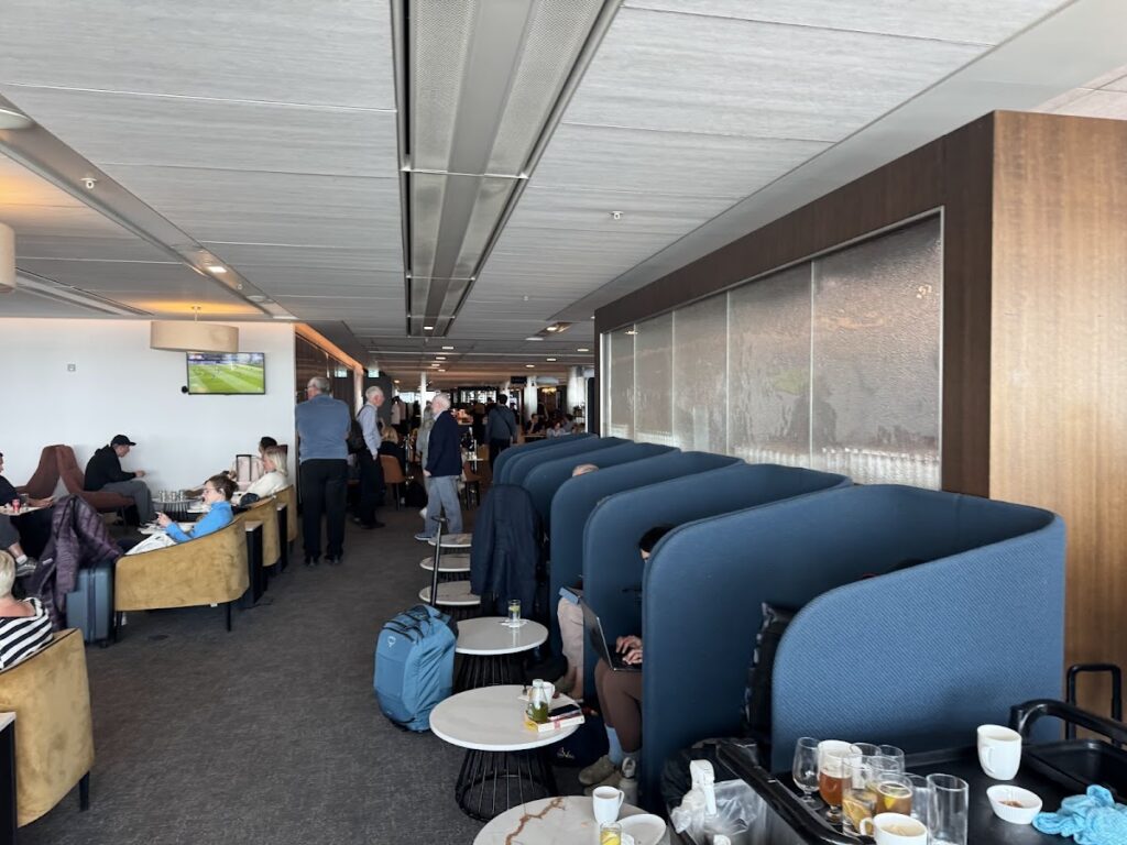 BA Galleries South seating area with blue privacy chairs
