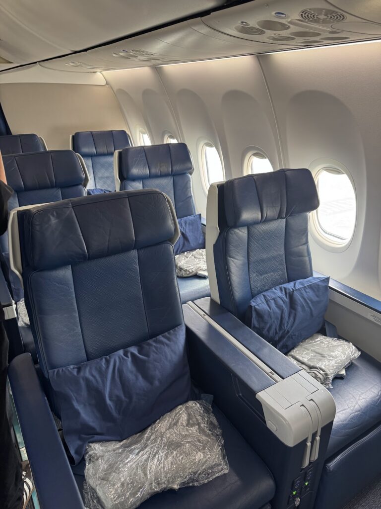 Malaysia Airlines 737 Business Class seats with pillows