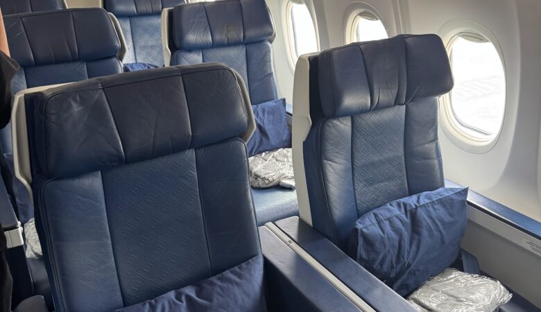 Malaysia Airlines 737 Business Class seats with pillows