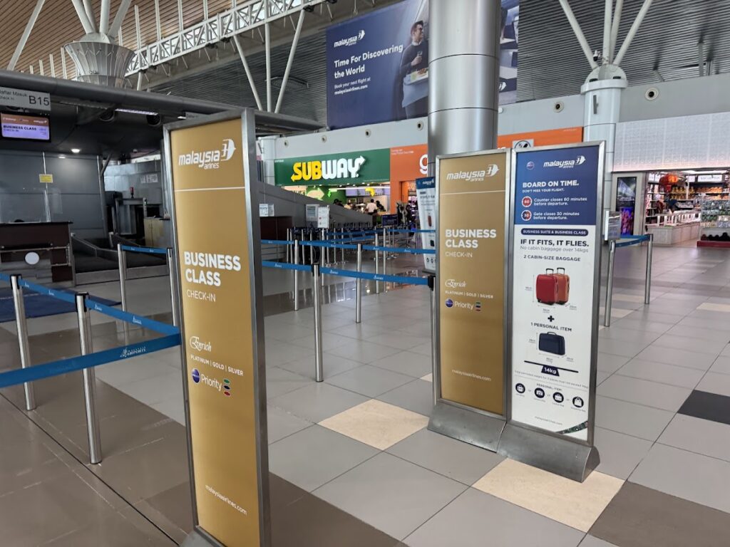 Malaysia Airlines Business Class check-in queue at Kota Kinabalu