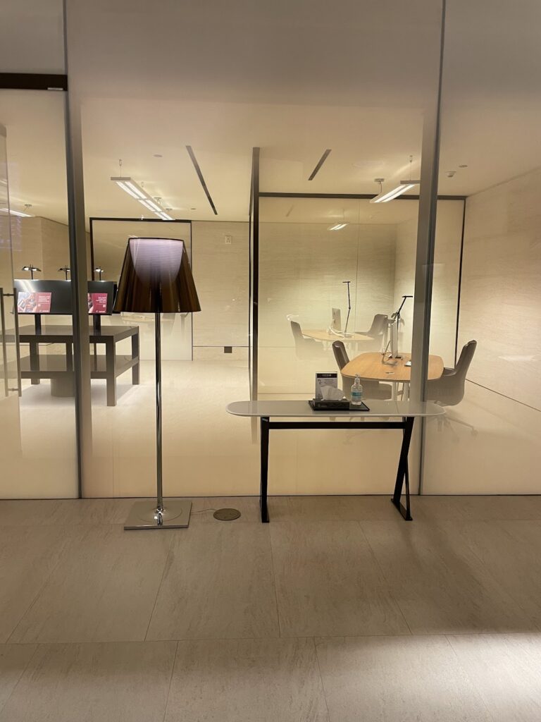 Private workspace inside Qatar Airways Al Safwa First Class Lounge