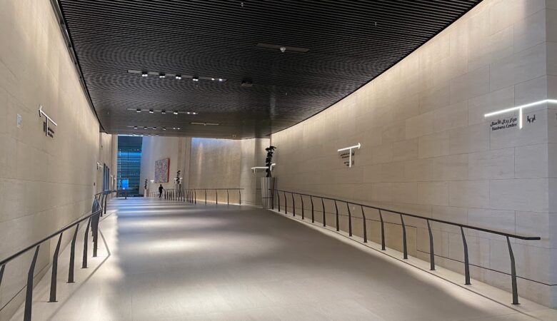 Long ramp leading into Al Safwa lounge