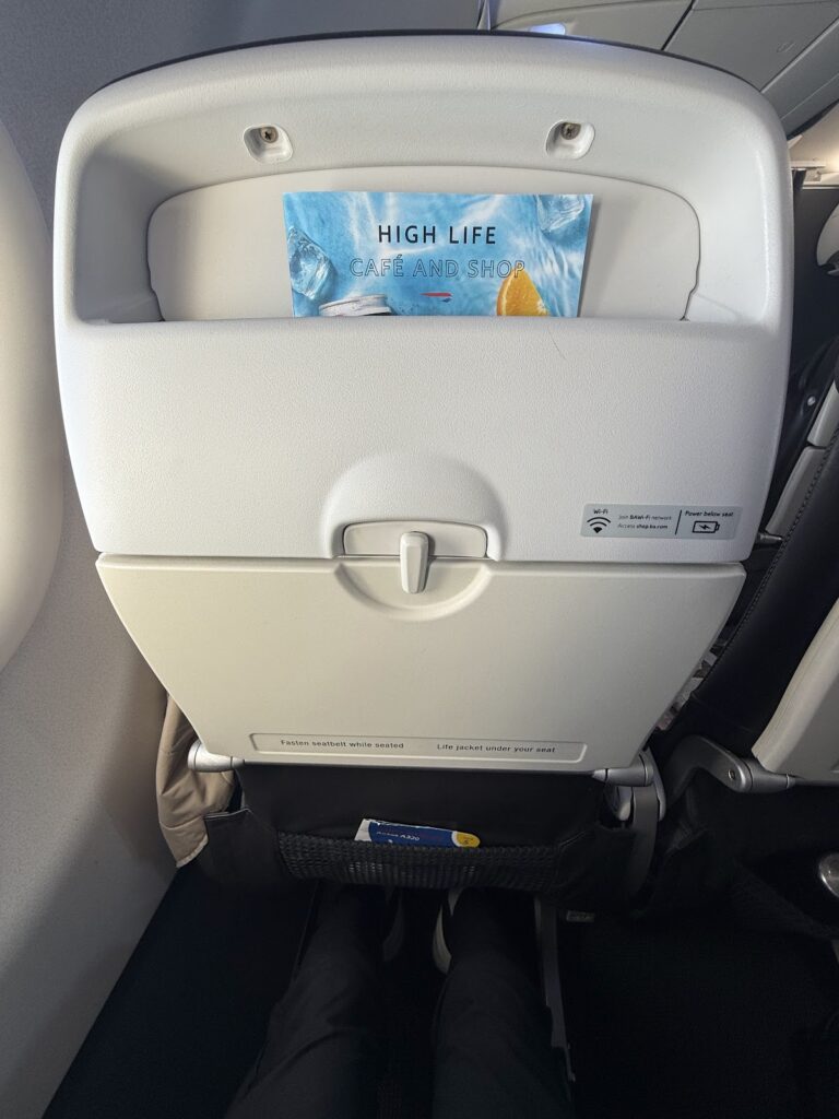 Club Europe seat legroom and High Life magazine
