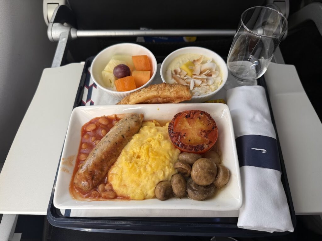 Club Europe full English breakfast tray on A320