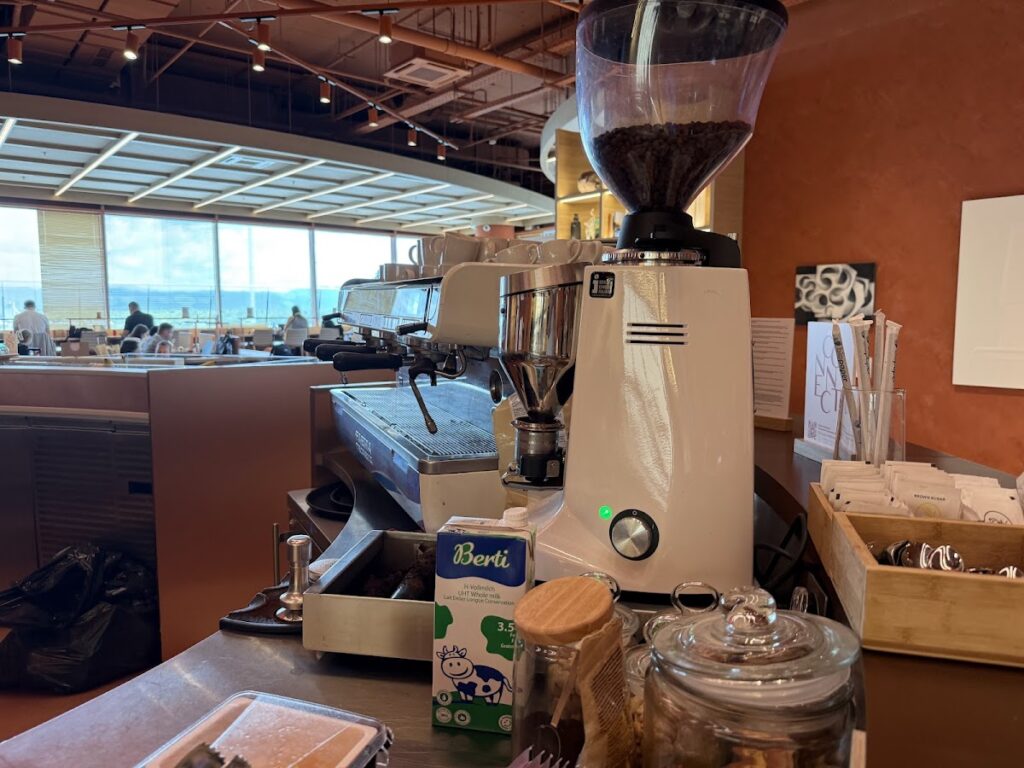 Espresso machine and grinder at Primeclass Lounge Sofia coffee bar