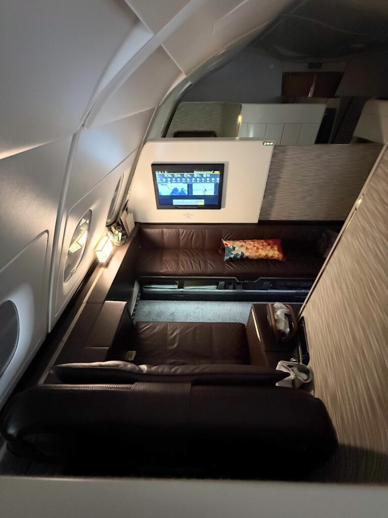 Etihad A380 Apartment seat 3K interior with screen