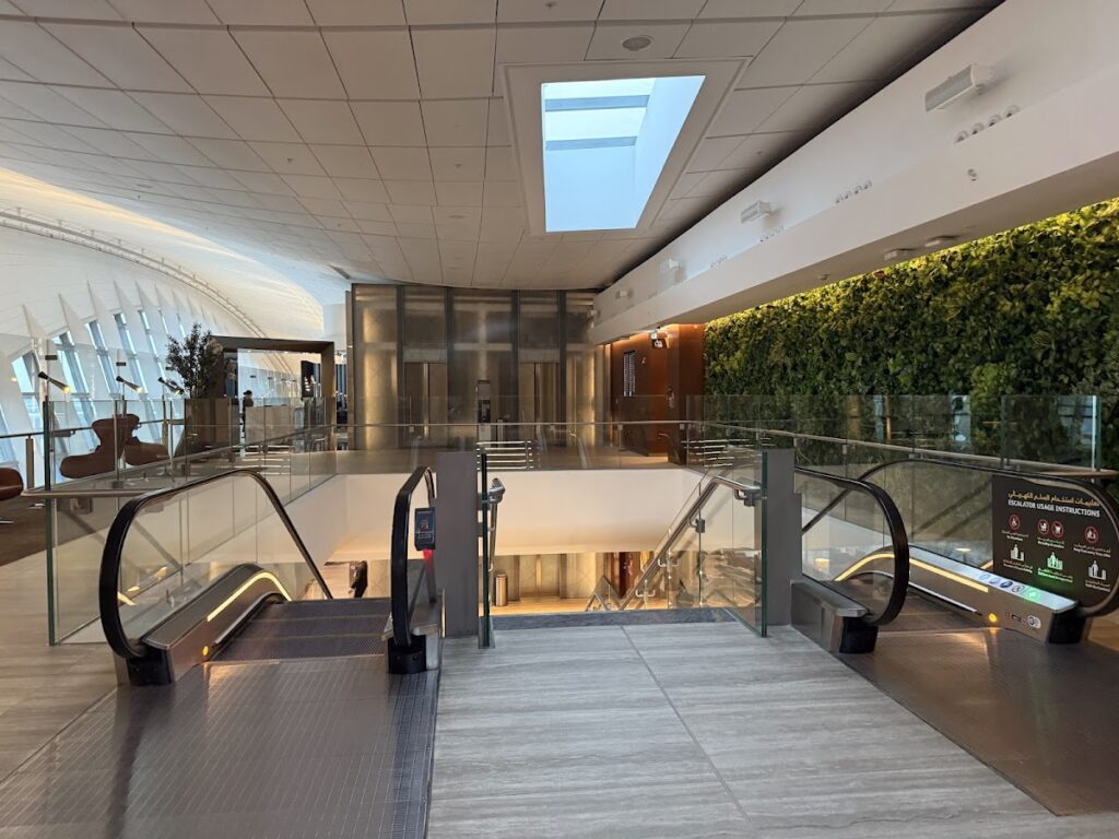 Etihad first class lounge escalators Abu Dhabi airport